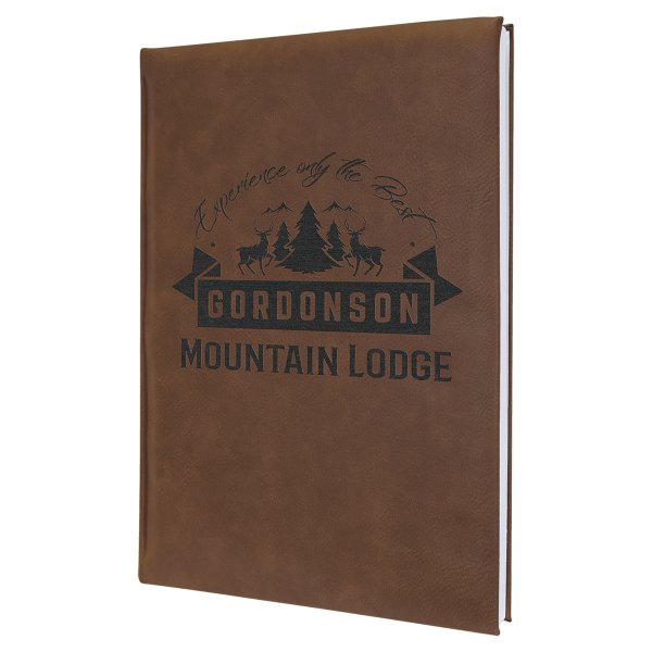 7" x 9 3/4" Dark Brown Engraved Faux Leather Journal with Lined Notepad - Dark Brown