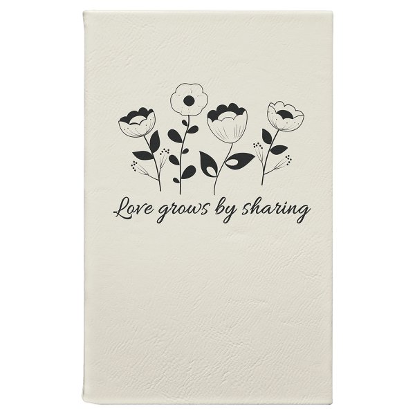 5 1/4" x 8 1/4" White/Black Engraved Faux Leather Journal with Lined Notepad - White
