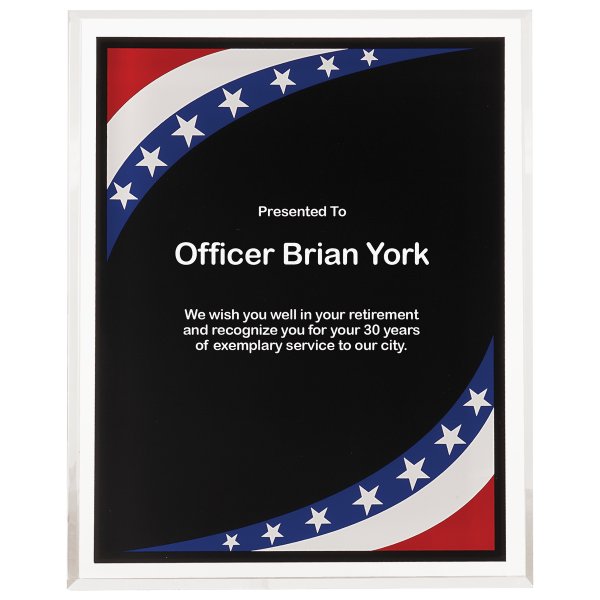 7" x 9" Stars & Stripes Border Clear-Plaq Acrylic - Clear/Multi