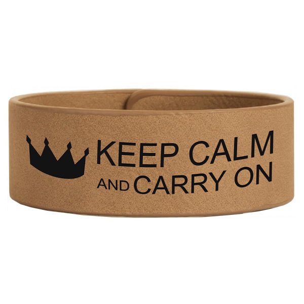 9 1/2" x 1" Light Brown Engraved Faux Leather Cuff Bracelet - Light Brown/Black
