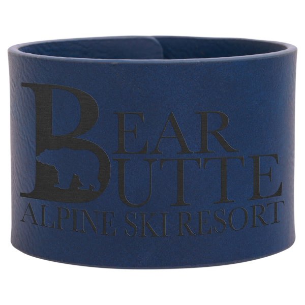 9 1/2" x 2" Blue/Black Engraved Faux Leather Cuff Bracelet - Blue/Black