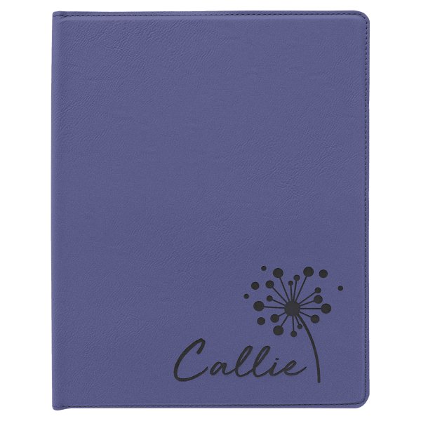 9 1/2" x 12" Purple Engraved Faux Leather Portfolio with Notepad - Purple