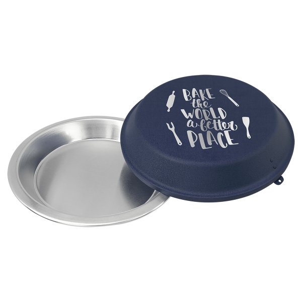 9" Aluminum Pie Pan with Navy Blue Lid - Silver/Navy Blue