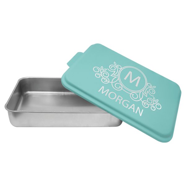 9" x 13" Aluminum Cake Pan with Teal Lid - Silver/Teal