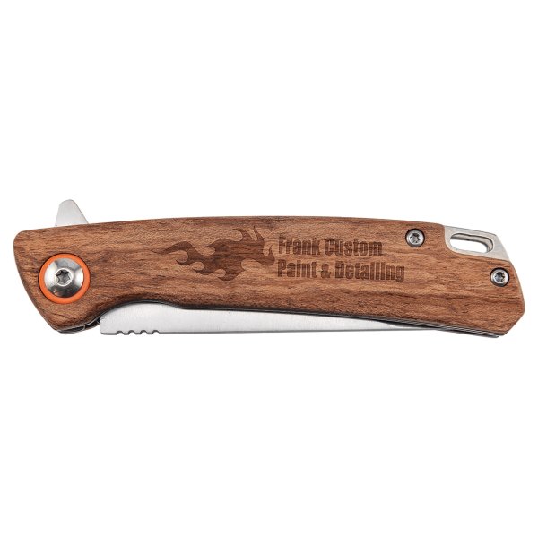 Bison River 4" Wood Everyday Carry Knife with Ball Bearing Open Mechanism - Wood