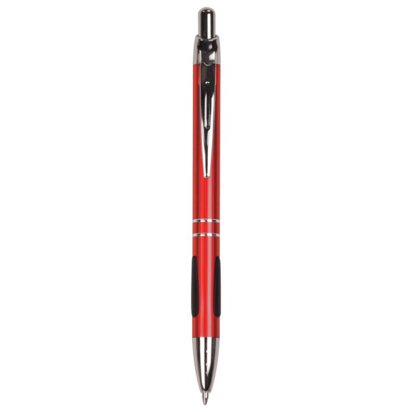Red with Silver Trim Custom Engraved Pen with Gripper - Red/Silver