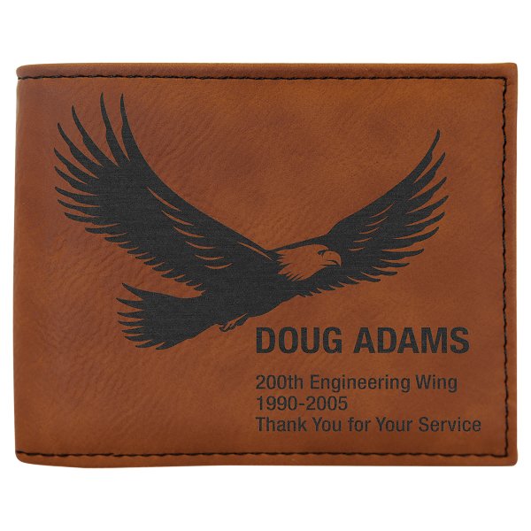 Rawhide Engraved Faux Leather Bi-Fold Wallet w/Flip  ID Display - Rawhide