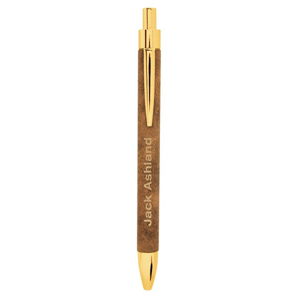 Rustic/Gold Engraved Faux Leather Pen - Rustic/Gold