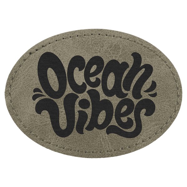 Oval Patch with Kota Pro Adhesive - Engraved Faux Leather, Creekside Collection 3 1/2" x 2 1/2", Light Green - Light Green