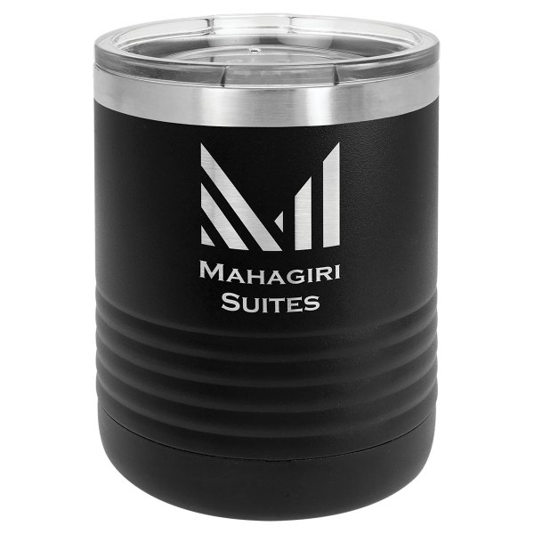 Polar Camel 10 oz. Black Tumbler with Standard Lid - Black