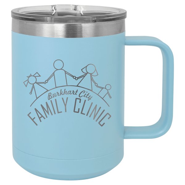 Polar Camel 15 oz. Light Blue Vacuum Insulated Mug with Slider Lid - Light Blue