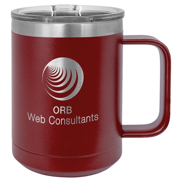 Polar Camel 15 oz. Maroon Vacuum Insulated Mug with Slider Lid - Maroon