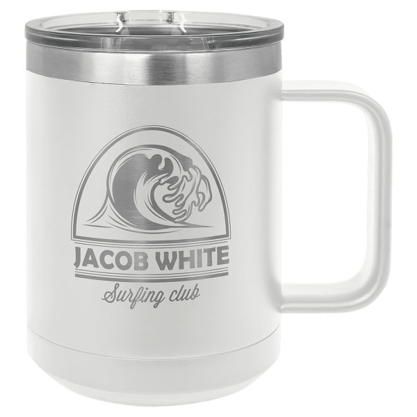 Polar Camel 15 oz. White Vacuum Insulated Mug with Slider Lid - White