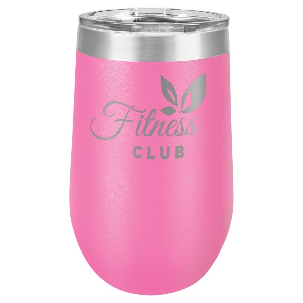 Polar Camel 16 oz. Pink Stemless Wine Tumbler with Standard Lid - Pink/Silver