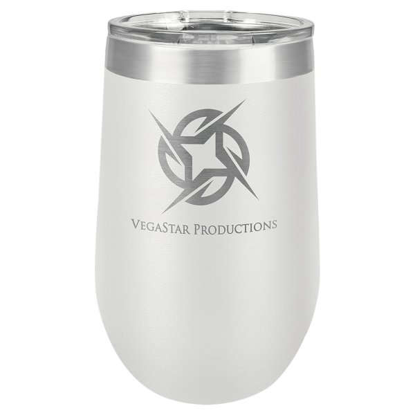 Polar Camel 16 oz. White Stemless Wine Tumbler with Standard Lid - White/Silver