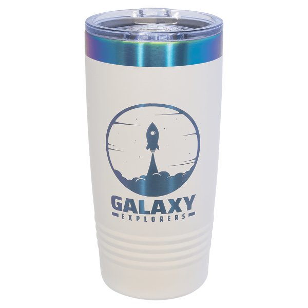 Polar Camel 20 oz. White/Prism Ringneck Tumbler - White