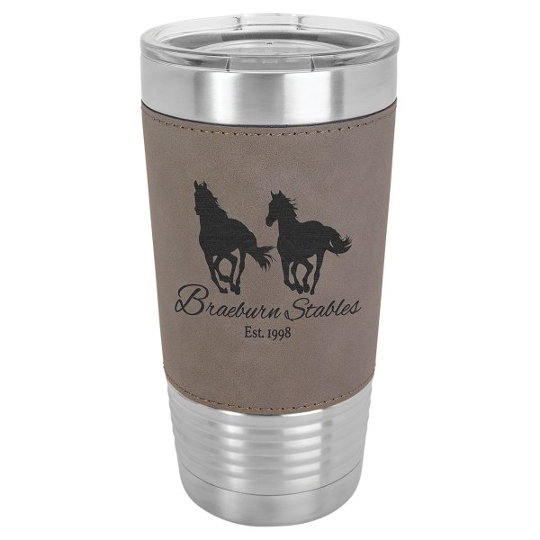Polar Camel 20 oz. Gray Leatherette Grip Tumbler with Standard Lid - Gray/Silver