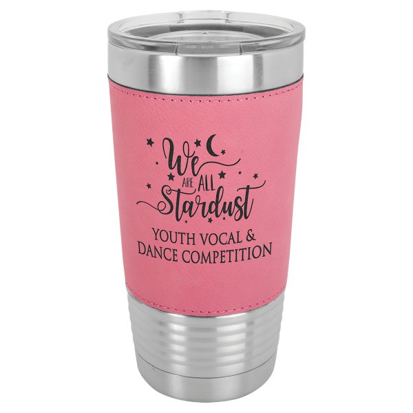 Polar Camel 20 oz. Pink Leatherette Grip Tumbler with Standard Lid - Pink/Silver