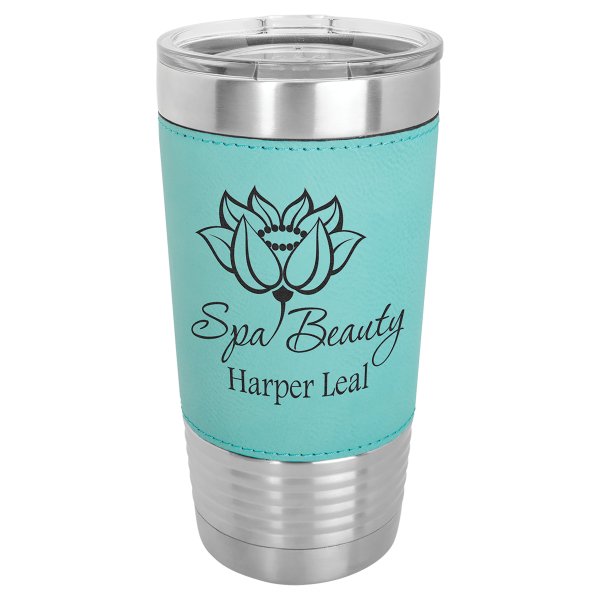 Polar Camel 20 oz. Teal Leatherette Grip Tumbler with Standard Lid - Teal/Silver