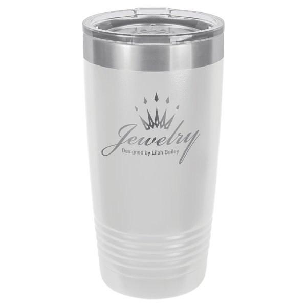 Polar Camel 20 oz. White Ringneck Tumbler with Standard Lid - White