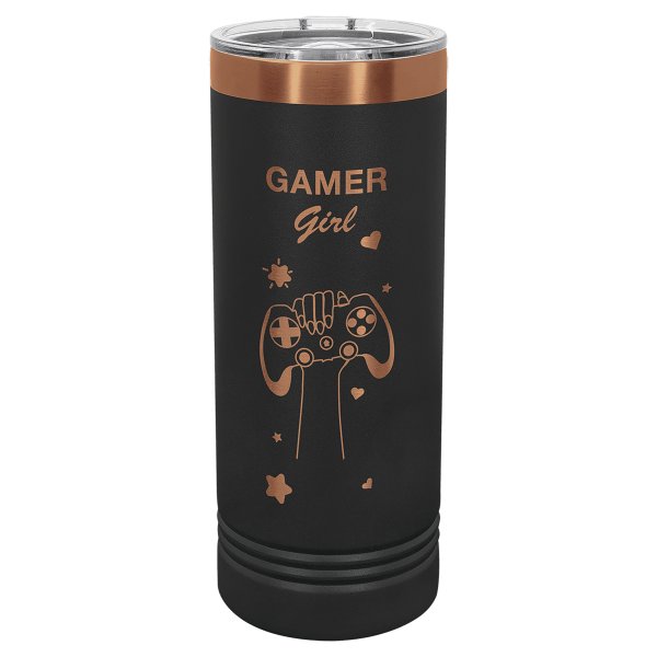 Polar Camel 22 oz. Black/Rose Gold Skinny Tumbler - Black