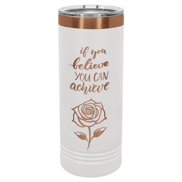 Polar Camel 22 oz. White/Rose Gold Skinny Tumbler - White