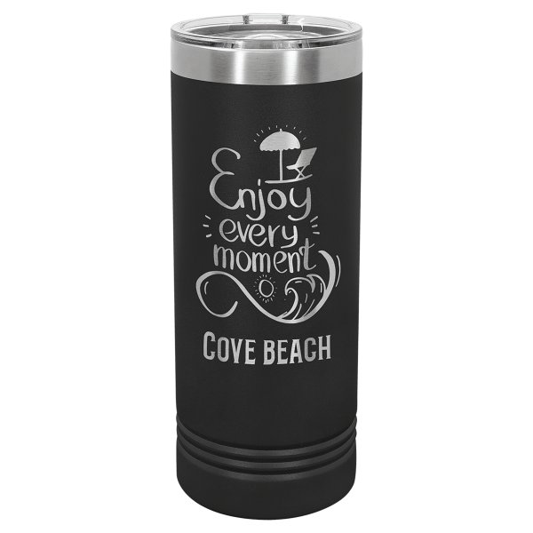 Polar Camel 22 oz. Black Skinny Tumbler with Slider Lid - Black