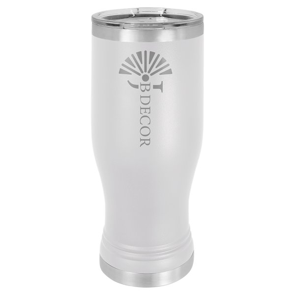 Polar Camel 20 oz. White Pilsner Tumbler with Standard Lid - White