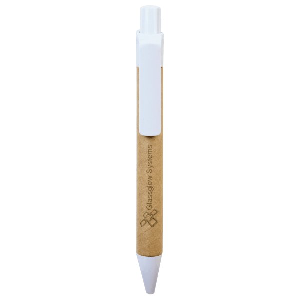 Recycled Paper Pen with White Trim - Paper/White