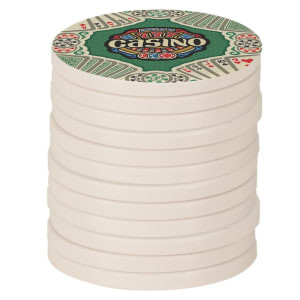 1 1/2" White Custom Printed Poker Chip with White Edge