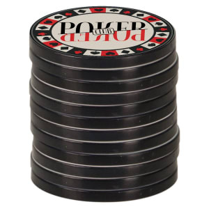 1 1/2" White Custom Printed Poker Chip with Black Edge