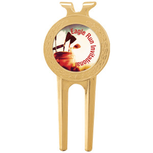 1 1/2" x 3" Gold Divot Tool with Custom Printed Insert