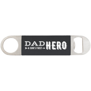 1 1/2" x 7" Black/White Bottle Opener with Silicone Grip