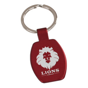 1 5/8" Red Custom Engraved Rectangle Keychain
