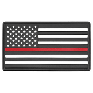 1 3/4" x 3 1/4" Red Line American Flag PVC Patch representing support for firefighters - Kota Pro Adhesive included