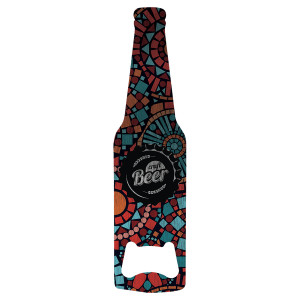 1 7/16" x 5 3/4" Custom Printed Stainless Steel Bottle Shaped Bottle Opener