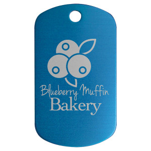 1" x 2" Blue Anodized Aluminum  G.I. Tag