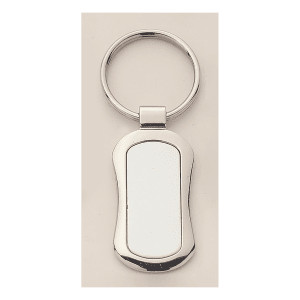 1" x 3 1/4" Polished Silver Key Ring with Matte Silver Custom Engraved Anodized Aluminum Insert