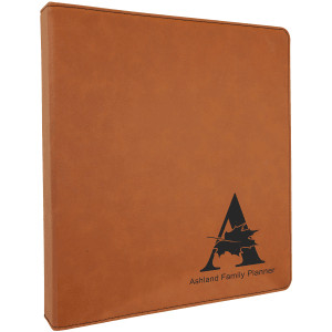 10 1/2" x 11 1/2" Rawhide Engraved Faux Leather 3 Ring Binder with 1" Slant D Rings