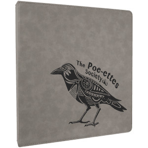 10 1/2" x 11 1/2" Gray Engraved Faux Leather 3 Ring Binder with 1" Slant D Rings