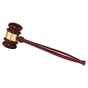 10" Rosewood Piano Finish Gavel with a Gold Gavel Band