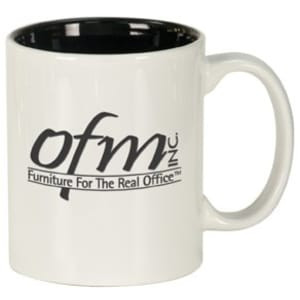 11 oz. White/Black Ceramic Round LazerMug