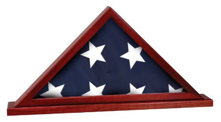 16 1/4" x 8 1/4" Rosewood Finish Flag Display Case with Base Attached - Rosewood