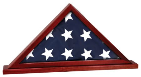 25 1/2" x 12 3/4" Rosewood Finish Flag Display Case with Base Attached - Rosewood