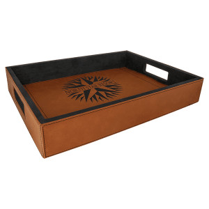 16" x 12" Rawhide Engraved Faux Leather Serving Tray