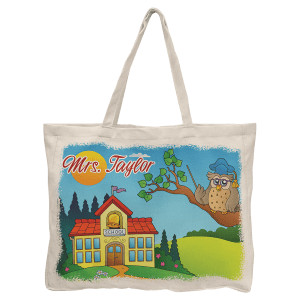 16" x 20" Linen Custom Printed Tote Bag with 4" Gusset