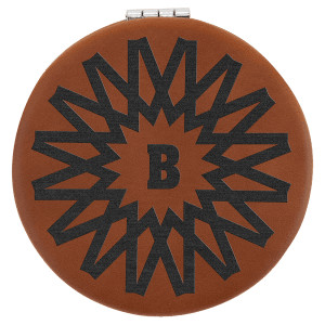 2 1/2" Rawhide Engraved Faux Leather Compact Mirror