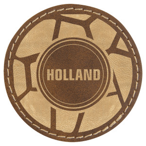 2 1/2" Round Rustic/Gold Engraved Faux Leather Patch with Adhesive