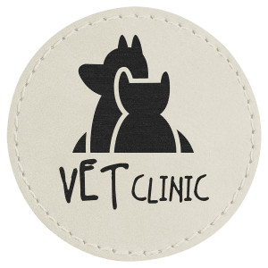 2 1/2" Round White Engraved Faux Leather Patch with Adhesive