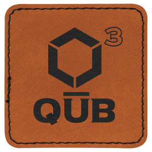 2 1/2" x 2 1/2" Square Rawhide Engraved Faux Leather Patch with Adhesive